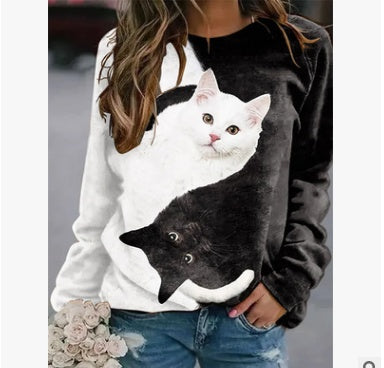 Amazon Aliexpress Wish European And American Hot Style Printed Round Neck Long-Sleeved Pullover Sweater Women