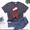 Couples Pullover Round Neck Love Red LOVE Stitching Men And Women Casual Short Sleeves