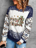 Tie-dyed Leopard Splicing Round Neck Sweater
