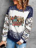 Tie-dyed Leopard Splicing Round Neck Sweater