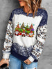 Tie-dyed Leopard Splicing Round Neck Sweater
