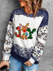 Tie-dyed Leopard Splicing Round Neck Sweater