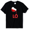 Couples Pullover Round Neck Love Red LOVE Stitching Men And Women Casual Short Sleeves